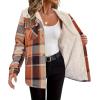 Zeagoo Womens Plaid Shacket Jacket Long Sleeve Fleece Hooded Jackets Fall Winter Warm Coat S-2XL(Orange Plaid)