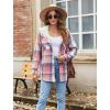 Zeagoo Womens Plaid Shacket Jacket Long Sleeve Fleece Hooded Jackets Fall Winter Warm Coat S-2XL(Pink)