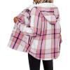 Zeagoo Womens Plaid Shacket Jacket Long Sleeve Fleece Hooded Jackets Fall Winter Warm Coat S-2XL(Pink Plaid)