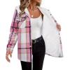 Zeagoo Womens Plaid Shacket Jacket Long Sleeve Fleece Hooded Jackets Fall Winter Warm Coat S-2XL(Pink Plaid)