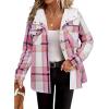 Zeagoo Womens Plaid Shacket Jacket Long Sleeve Fleece Hooded Jackets Fall Winter Warm Coat S-2XL(Pink Plaid)