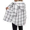 Zeagoo Womens Plaid Shacket Jacket Long Sleeve Fleece Hooded Jackets Fall Winter Warm Coat S-2XL(White Plaid)