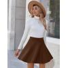 Zeagoo Women’s Skirt Basic Mini Skater Skirt 2026 Summer Skirts Stretchable High Waist A-Line Valentines Skirts(Brown)