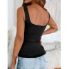 Zeagoo Women’s Square Neck Double Lined Tank Tops Cute Summer Tops Slim Fit Basic Sleeveless Shirts(Black)