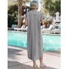 Zeagoo Womens Summer Casual Short Sleeve Button Down Long Shirt Dresses Loose Swimsuit Beach Cover Ups with Pockets(01-black Stripe)