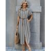 Zeagoo Womens Summer Casual Short Sleeve Button Down Long Shirt Dresses Loose Swimsuit Beach Cover Ups with Pockets(01-black Stripe)