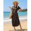 Zeagoo Womens Summer Casual Short Sleeve Button Down Long Shirt Dresses Loose Swimsuit Beach Cover Ups with Pockets(Black Floral)