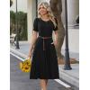 Zeagoo Womens Summer Dress Casual Midi Dresses 2026 Short Puff Sleeve Flare Dress Pleated Flowy Sundress with Pockets(A-black)