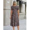 Zeagoo Womens Summer Dress Casual Midi Dresses 2026 Short Puff Sleeve Flare Dress Pleated Flowy Sundress with Pockets(Black Floral 02)