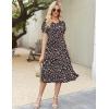 Zeagoo Womens Summer Dress Casual Midi Dresses 2026 Short Puff Sleeve Flare Dress Pleated Flowy Sundress with Pockets(Black Floral 02)