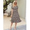 Zeagoo Womens Summer Dress Casual Midi Dresses 2026 Short Puff Sleeve Flare Dress Pleated Flowy Sundress with Pockets(Brown Floral 01)