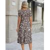 Zeagoo Womens Summer Dress Casual Midi Dresses 2026 Short Puff Sleeve Flare Dress Pleated Flowy Sundress with Pockets(Brown Floral 01)