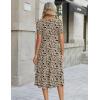 Zeagoo Womens Summer Dress Casual Midi Dresses 2026 Short Puff Sleeve Flare Dress Pleated Flowy Sundress with Pockets(Brown Floral 02)