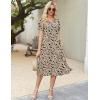 Zeagoo Womens Summer Dress Casual Midi Dresses 2026 Short Puff Sleeve Flare Dress Pleated Flowy Sundress with Pockets(Brown Floral 02)