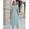 Zeagoo Womens Summer Dress Casual Midi Dresses 2026 Short Puff Sleeve Flare Dress Pleated Flowy Sundress with Pockets(Green Dot)