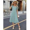 Zeagoo Womens Summer Dress Casual Midi Dresses 2026 Short Puff Sleeve Flare Dress Pleated Flowy Sundress with Pockets(Green Dot)