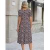 Zeagoo Womens Summer Dress Casual Midi Dresses 2026 Short Puff Sleeve Flare Dress Pleated Flowy Sundress with Pockets(Mixed Black Printed)