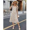 Zeagoo Womens Summer Dress Casual Midi Dresses 2026 Short Puff Sleeve Flare Dress Pleated Flowy Sundress with Pockets(Mixed Brown Floral)