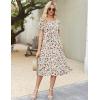 Zeagoo Womens Summer Dress Casual Midi Dresses 2026 Short Puff Sleeve Flare Dress Pleated Flowy Sundress with Pockets(Mixed Brown Floral)