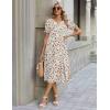 Zeagoo Womens Summer Dress Casual Midi Dresses 2026 Short Puff Sleeve Flare Dress Pleated Flowy Sundress with Pockets(Mixed Brown Floral)