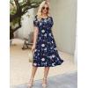 Zeagoo Womens Summer Dress Casual Midi Dresses 2026 Short Puff Sleeve Flare Dress Pleated Flowy Sundress with Pockets(Navy Floral 02)