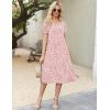 Zeagoo Womens Summer Dress Casual Midi Dresses 2026 Short Puff Sleeve Flare Dress Pleated Flowy Sundress with Pockets(Pink Dot)