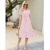 Zeagoo Womens Summer Dress Casual Midi Dresses 2026 Short Puff Sleeve Flare Dress Pleated Flowy Sundress with Pockets(Pink Floral)