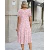 Zeagoo Womens Summer Dress Casual Midi Dresses 2026 Short Puff Sleeve Flare Dress Pleated Flowy Sundress with Pockets(Pink Floral)