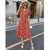 Zeagoo Womens Summer Dress Casual Midi Dresses 2026 Short Puff Sleeve Flare Dress Pleated Flowy Sundress with Pockets(Red Floral)