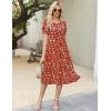 Zeagoo Womens Summer Dress Casual Midi Dresses 2026 Short Puff Sleeve Flare Dress Pleated Flowy Sundress with Pockets(Red Floral)