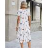 Zeagoo Womens Summer Dress Casual Midi Dresses 2026 Short Puff Sleeve Flare Dress Pleated Flowy Sundress with Pockets(White Floral 01)