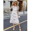 Zeagoo Womens Summer Dress Casual Midi Dresses 2026 Short Puff Sleeve Flare Dress Pleated Flowy Sundress with Pockets(White Floral 01)