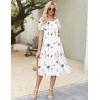 Zeagoo Womens Summer Dress Casual Midi Dresses 2026 Short Puff Sleeve Flare Dress Pleated Flowy Sundress with Pockets(White Floral 01)