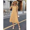 Zeagoo Womens Summer Dress Casual Midi Dresses 2026 Short Puff Sleeve Flare Dress Pleated Flowy Sundress with Pockets(Yellow Floral)
