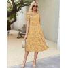 Zeagoo Womens Summer Dress Casual Midi Dresses 2026 Short Puff Sleeve Flare Dress Pleated Flowy Sundress with Pockets(Yellow Floral)