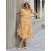 Zeagoo Womens Summer Dress Casual Midi Dresses 2026 Short Puff Sleeve Flare Dress Pleated Flowy Sundress with Pockets(Yellow Floral)