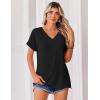 Zeagoo Womens Summer Tops Rolled Short Sleeve V Neck Shirts Casual Dressy Business Work Blouses Outfits(1-black)
