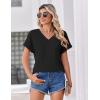 Zeagoo Womens Summer Tops Rolled Short Sleeve V Neck Shirts Casual Dressy Business Work Blouses Outfits(1-black)