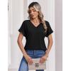 Zeagoo Womens Summer Tops Rolled Short Sleeve V Neck Shirts Casual Dressy Business Work Blouses Outfits(1-black)