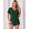 Zeagoo Womens Summer Tops Rolled Short Sleeve V Neck Shirts Casual Dressy Business Work Blouses Outfits(1-green)