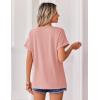 Zeagoo Womens Summer Tops Rolled Short Sleeve V Neck Shirts Casual Dressy Business Work Blouses Outfits(1-pink)