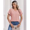 Zeagoo Womens Summer Tops Rolled Short Sleeve V Neck Shirts Casual Dressy Business Work Blouses Outfits(1-pink)