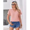 Zeagoo Womens Summer Tops Rolled Short Sleeve V Neck Shirts Casual Dressy Business Work Blouses Outfits(1-pink)