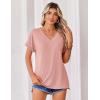 Zeagoo Womens Summer Tops Rolled Short Sleeve V Neck Shirts Casual Dressy Business Work Blouses Outfits(1-pink)