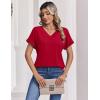 Zeagoo Womens Summer Tops Rolled Short Sleeve V Neck Shirts Casual Dressy Business Work Blouses Outfits(1-red)