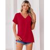 Zeagoo Womens Summer Tops Rolled Short Sleeve V Neck Shirts Casual Dressy Business Work Blouses Outfits(1-red)