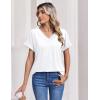 Zeagoo Womens Summer Tops Rolled Short Sleeve V Neck Shirts Casual Dressy Business Work Blouses Outfits(1-white)