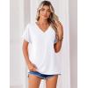 Zeagoo Womens Summer Tops Rolled Short Sleeve V Neck Shirts Casual Dressy Business Work Blouses Outfits(1-white)