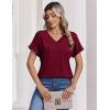 Zeagoo Womens Summer Tops Rolled Short Sleeve V Neck Shirts Casual Dressy Business Work Blouses Outfits(1-wine Red-2)