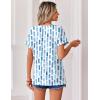 Zeagoo Womens Summer Tops Rolled Short Sleeve V Neck Shirts Casual Dressy Business Work Blouses Outfits(Blue Block-cx329)